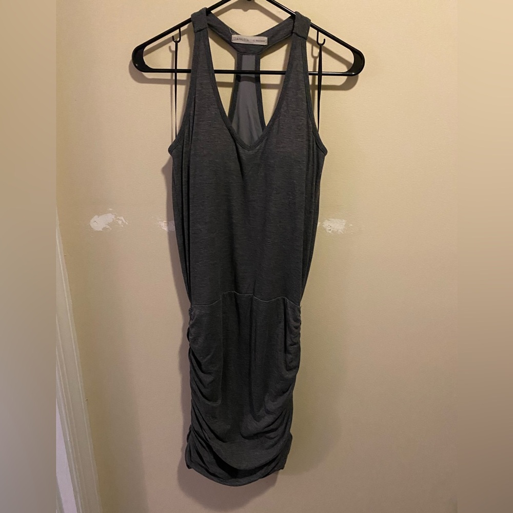 Small ruched Athleta dress. Flattering!